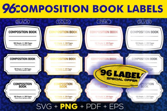Download Composition Notebook Labels | 96 Labels - Composition Collection