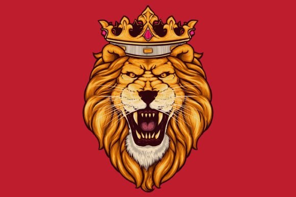 Download Roaring Lion Wearing Kings Crown Art - Roaring lion Collection