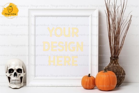 Download Skull Mockup in Interior and Pumpkin - Mockup in interior Collection