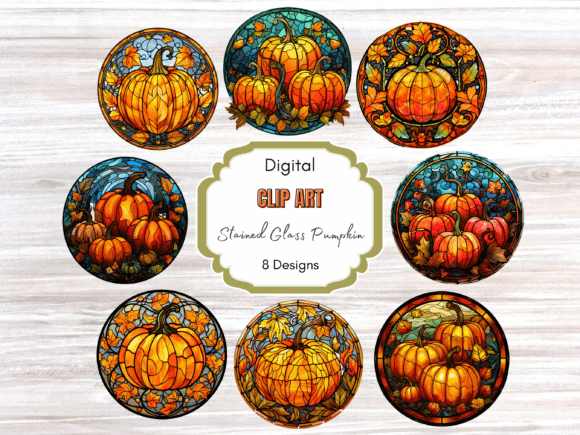 Download Stained Glass Pumpkin Clip Art - Premium Bundle
