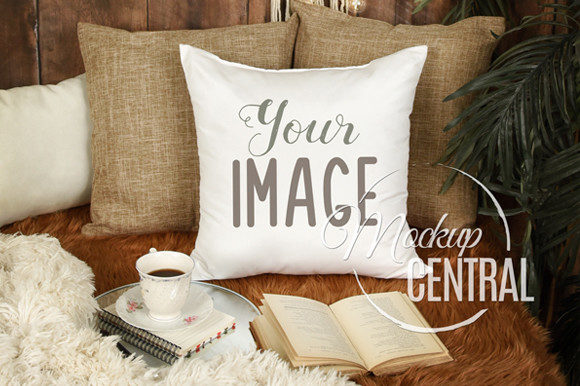 Download Rustic Square Bedroom Mockup Pillow - Rustic Collection