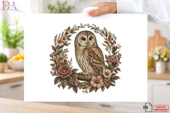 Download Woodland Floral Owl PNG, Rustic Forest - Rustic Collection