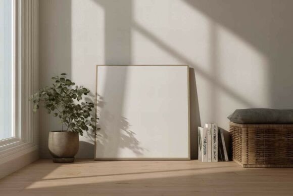 Download Blank Poster Canvas Mockup in Interior - Premium Resources